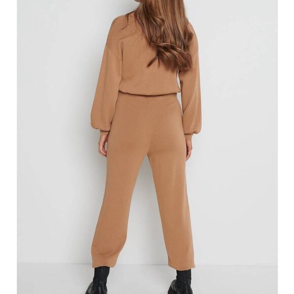 Pretty Lavish Darcie Knit Jumpsuit Brown Large - Picture 11 of 12
